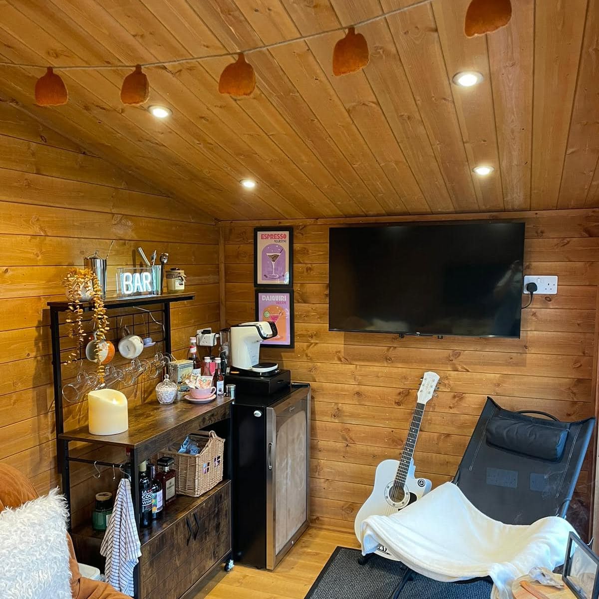 Garden bar — downlights, power and screen